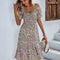 Bohemia Print Dress Women New Summer Midi Dress Puff Sleeve